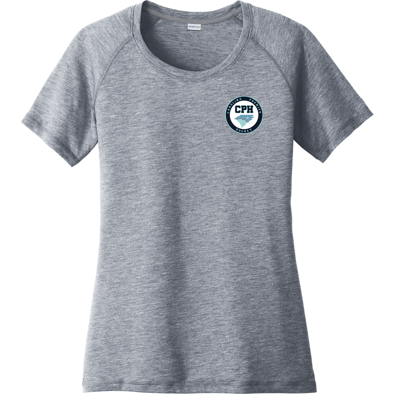 Carolina Premier Hockey Ladies PosiCharge Tri-Blend Wicking Scoop Neck Raglan Tee